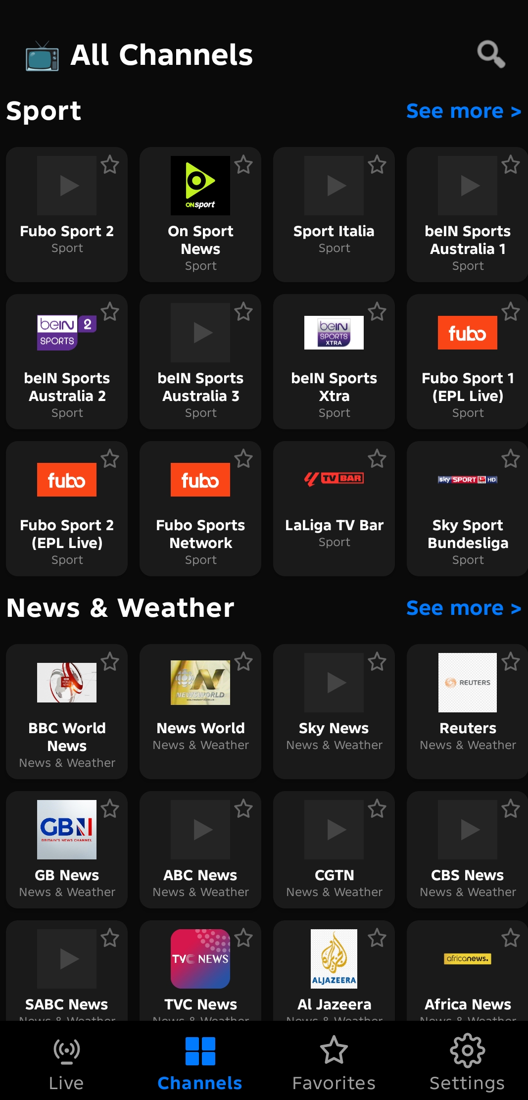 Gorgor TV Channels Screen